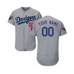 Los Angeles Dodgers Customized Gray Alternate Flex Base Authentic Collection 2018 World Series Baseball Jersey
