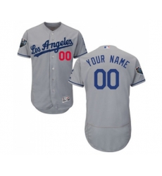 Los Angeles Dodgers Customized Grey Road Flex Base Authentic Collection 2018 World Series Baseball Jersey