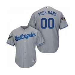 Los Angeles Dodgers Customized Replica Grey Road Cool Base 2018 World Series Baseball Jersey