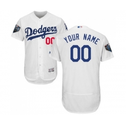 Los Angeles Dodgers Customized White Home Flex Base Authentic Collection 2018 World Series Baseball Jersey