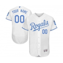 Kansas City Royals Customized Authentic White 2016 Fathers Day Fashion Flex Base Baseball Jersey