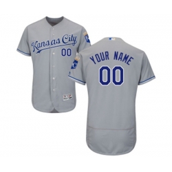 Kansas City Royals Customized Grey Road Flex Base Authentic Collection Baseball Jersey