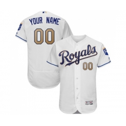 Kansas City Royals Customized White Home Flex Base Authentic Baseball Jersey