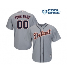 Detroit Tigers Customized Replica Grey Road Cool Base Baseball Jersey