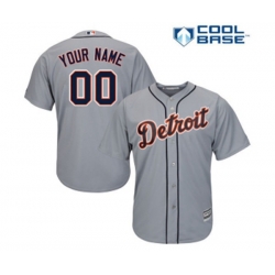 Detroit Tigers Customized Replica Grey Road Cool Base Baseball Jersey