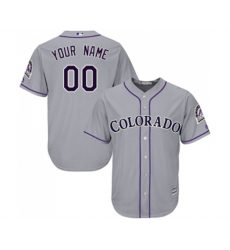 Colorado Rockies Customized Replica Grey Road Cool Base Baseball Jersey