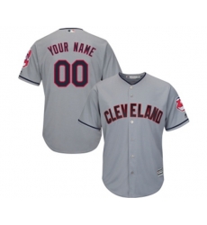 Cleveland Indians Customized Replica Grey Road Cool Base Baseball Jersey