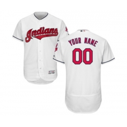 Cleveland Indians Customized White Home Flex Base Authentic Collection Baseball Jersey