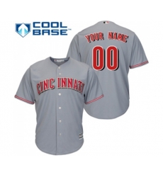 Cincinnati Reds Customized Replica Grey Road Cool Base Baseball Jersey