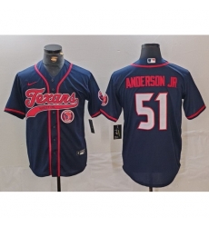 Houston Texans #51 Will Anderson Jr Navy With Patch Cool Base Stitched Baseball Jersey