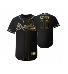 2019 Golden Edition Atlanta Braves Black Custom Flex Base Jersey