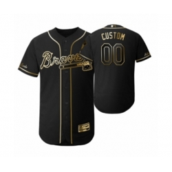 2019 Golden Edition Atlanta Braves Black Custom Flex Base Jersey