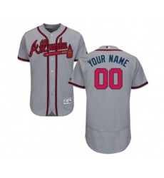 Atlanta Braves Customized Grey Road Flex Base Authentic Collection Baseball Jersey
