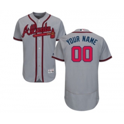 Atlanta Braves Customized Grey Road Flex Base Authentic Collection Baseball Jersey