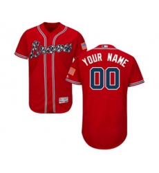 Atlanta Braves Customized Red Alternate Flex Base Authentic Collection Baseball Jersey
