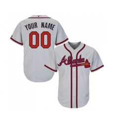 Atlanta Braves Customized Replica Grey Road Cool Base Baseball Jersey