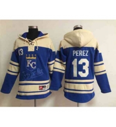 mlb jerseys kansas city royals #13 perez blue[pullover hooded sweatshirt]