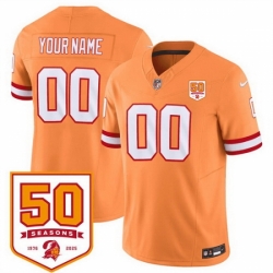 Tampa Bay Buccaneers Active Player Custom Orange 2025 F U S E 50th Anniversary Patch Vapor Limited Stitched Jersey