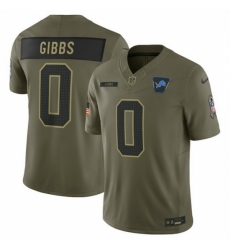 Detroit Lions 0 Jahmyr Gibbs Olive 2025 Salute to Service Limited Stitched Football Jersey