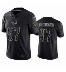Detroit Lions #97 Aidan Hutchinson Black Reflective Football Stitched Jersey