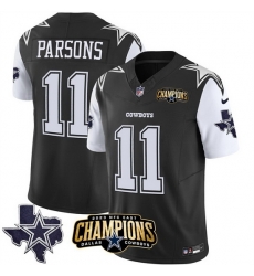 Dallas Cowboys #11 Micah Parsons Black White 2023 F U S E NFC East Champions Patch Stitched Football Jersey