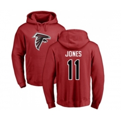 Atlanta Falcons #11 Julio Jones Red Name & Number Logo Pullover Hoodie