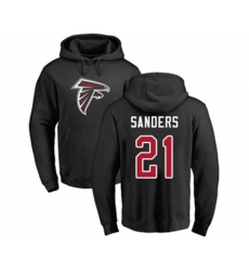 Atlanta Falcons #21 Deion Sanders Black Name & Number Logo Pullover Hoodie