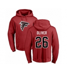 Atlanta Falcons #26 Isaiah Oliver Red Name & Number Logo Pullover Hoodie