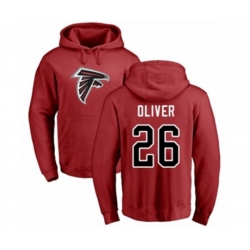 Atlanta Falcons #26 Isaiah Oliver Red Name & Number Logo Pullover Hoodie