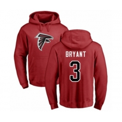 Atlanta Falcons #3 Matt Bryant Red Name & Number Logo Pullover Hoodie