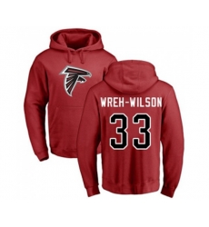 Atlanta Falcons #33 Blidi Wreh-Wilson Red Name & Number Logo Pullover Hoodie