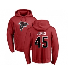 Atlanta Falcons #45 Deion Jones Red Name & Number Logo Pullover Hoodie