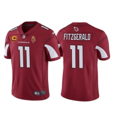 Arizona Cardinals #11 Larry Fitzgerald Red With C Patch & Walter Payton Patch Limited Stitched Jersey