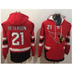 Arizona Cardinals #21 Patrick Peterson Red Black Name & Number Pullover NFL Hoodie