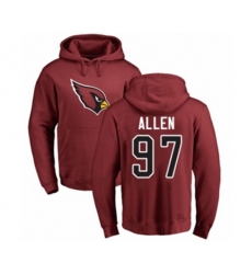 Arizona Cardinals #97 Zach Allen Maroon Name & Number Logo Pullover Hoodie