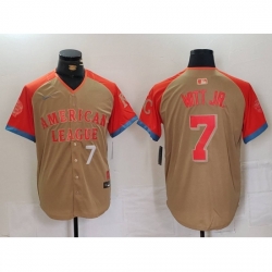 American League 7 Bobby Witt Jr Cream 2024 All Star Limited Stitched Jersey 3 American League 7 Bobby Witt Jr Cream 2024 All Star Limited Stitched Jersey 3