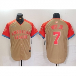 American League 7 Bobby Witt Jr Cream 2024 All Star Limited Stitched Jersey 6 American League 7 Bobby Witt Jr Cream 2024 All Star Limited Stitched Jersey 6