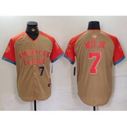 American League 7 Bobby Witt Jr Cream 2024 All Star Limited Stitched Jersey American League 7 Bobby Witt Jr Cream 2024 All Star Limited Stitched Jersey