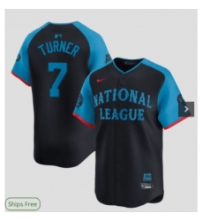 National League 7 Trea Turner Navy 2024 All Star Elite Stitched Baseball Jersey