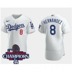 Los Angeles Dodgers Enrique Hernandez #8 White Flex Base 2024 World Series Champions Stitched MLB Jersey