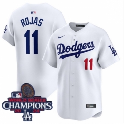 Los Angeles Dodgers Miguel Rojas #11 White 2024 World Series Champions Stitched MLB Jersey
