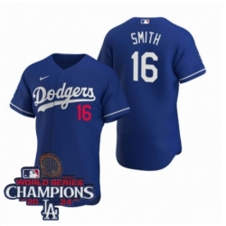 Los Angeles Dodgers Will Smith #16 Blue Flex Base 2024 World Series Champions Stitched MLB Jersey