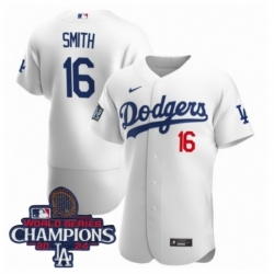 Los Angeles Dodgers Will Smith #16 White Flex Base 2024 World Series Champions Stitched MLB Jersey