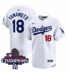 Los Angeles Dodgers Yoshinobu Yamamoto #18 White Flex Base 2024 World Series Champions Stitched MLB Jersey