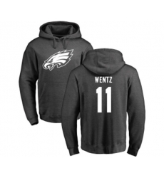 Philadelphia Eagles #11 Carson Wentz Ash One Color Pullover Hoodie