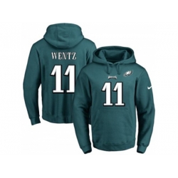 Philadelphia Eagles #11 Carson Wentz Midnight Green Name & Number Pullover NFL Hoodie
