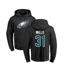 Philadelphia Eagles #31 Jalen Mills Black Name & Number Logo Pullover Hoodie