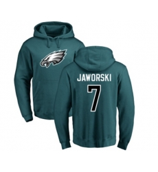 Philadelphia Eagles #7 Ron Jaworski Green Name & Number Logo Pullover Hoodie