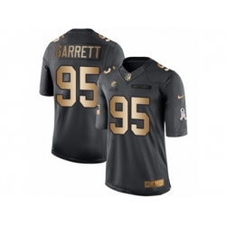 Cleveland Browns #95 Myles Garrett Black Stitched NFL Limited Gold Salute to Service Jersey Cleveland Browns #95 Myles Garrett Black Stitched NFL Limited Gold Salute to Service Jersey