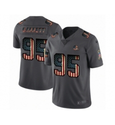 Cleveland Browns #95 Myles Garrett Limited Black USA Flag 2019 Salute To Service Football Jersey